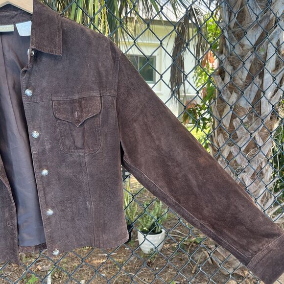 Liz Claiborne Pig Suede Button Jacket Brown Women's Size 12 - Picture 2 of 9